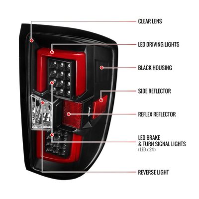 2014-2018 Chevy Silverado 1500 2500HD /Sierra 3500HD Red LED Tail Lights Black