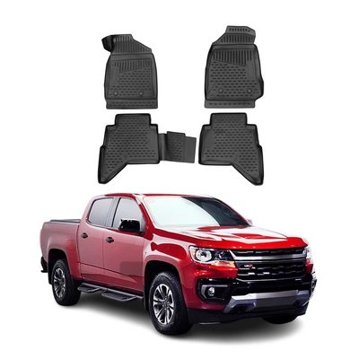 2015-2022 Chevrolet Colorado 2.gen 4x2 CrewCab Floor Mats Liners Full Set All Weather TPE Black 4Pcs
