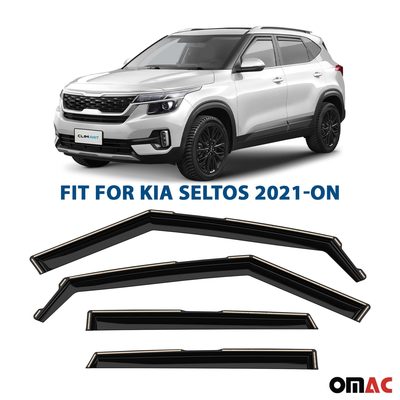 Clim Art Wind Deflectors for Kia Seltos 2021-2025 Shatterproof Dark Smoke 4 Pcs