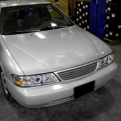 1995-1999 Nissan Sentra/200SX Dual Halo Projector Headlights Chrome/Clear Lens
