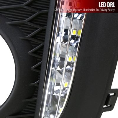 2015-2017 Honda Fit 12V/55W H11 Fog Lights w/ LED Light Strip Chrome/Clear
