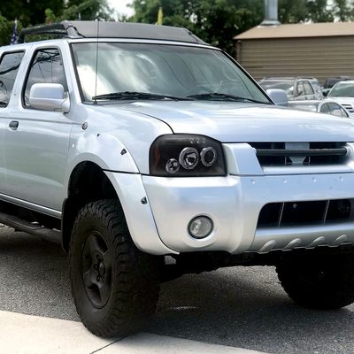 2001-2004 Nissan Frontier Dual Halo Projector Headlights Glossy Black/Smoke