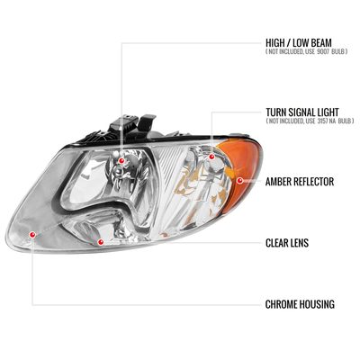 2001-2007 Dodge Caravan / Voyager /Town&Country Factory Headlights Chrome