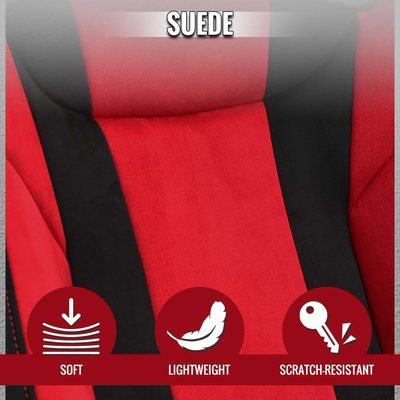Universal Racing Seat Bright Red Black Suede With Double Red Stitch Right