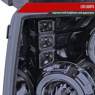 2009-2014 Ford F-150 Dual Halo Projector Headlights Glossy Black/Smoke Lens
