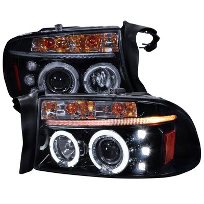 1997-2004 Dodge Dakota/ 1998-2003 Durango Dual Halo Projector Headlights Smoke