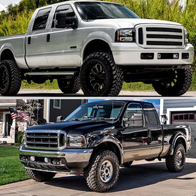 2005-2007 Ford F-250/350/450/550/Excursion Crystal Headlights LED Light Black