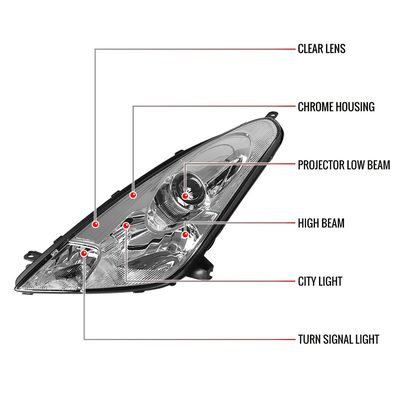 2000-2005 Toyota Celica Projector Headlights Chrome Housing/Clear Lens