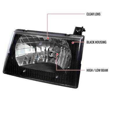 1992-2006 Ford Econoline E-Series Factory Headlights & Corner Lights Black