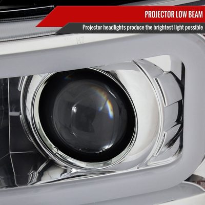2007-2013 Chevy Silverado 1500 2500HD 3500HD Dual LED C-Bar Headlights Chrome