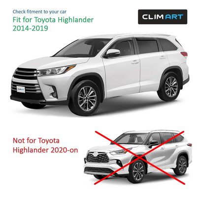 Clim Art Wind Deflectors for Toyota Highlander 2014-2019 Dark Smoke 4Pcs