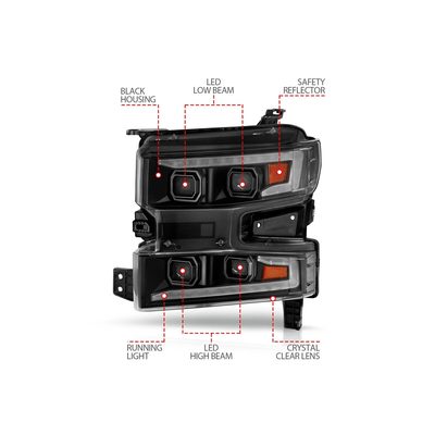 Anzo Black Sequential Signal DRL Projector Headlights 111566