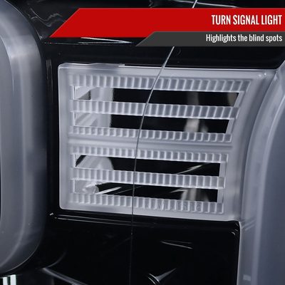 2015-2017 Ford F-150 LED Bar Outline Projector Headlights Glossy Black/Smoke