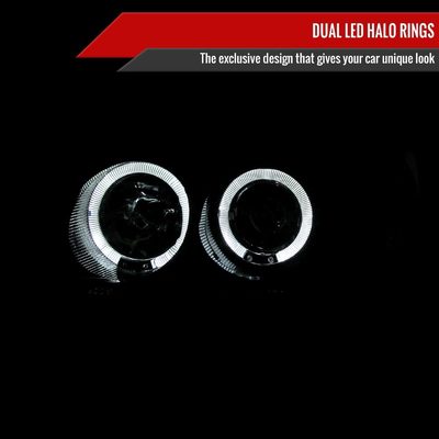 2004-2006 Nissan Sentra Dual Halo Projector Headlights Glossy Black/Smoke Lens
