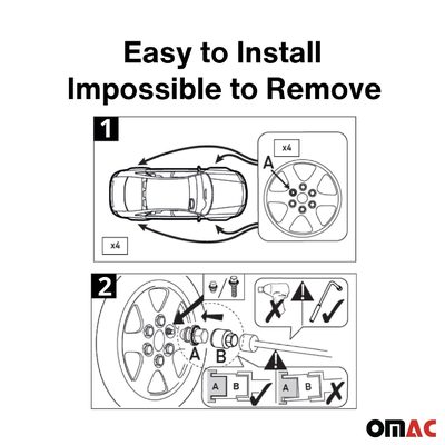 Wheel Lock Kit for GMC Sierra / Yukon M14X1.5 Nut Chromed 4Locks & 1Key