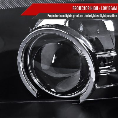 1999-2004 Ford Mustang Projector Headlights Amber Reflectors Matt Black/Clear