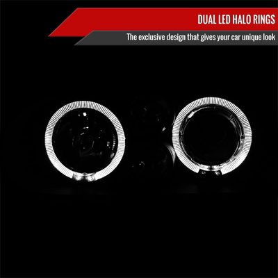 1993-1998 VW Golf Mk3/Cabrio Dual Halo Projector Headlights Matt Black/Clear
