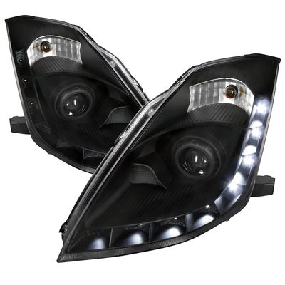 2006-2009 Nissan 350Z SMD LED Light Projector Headlights Matt Black/Clear