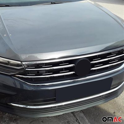 2022-2024 VW Tiguan Front Bumper Grill Trim Molding Stainless Steel Silver 4 Pcs