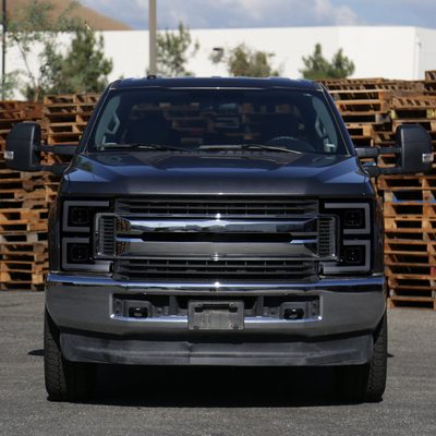 2017-2019 Ford F-250 F-350 F-450 F550 LED C-Bar Headlights Signal Glossy Black