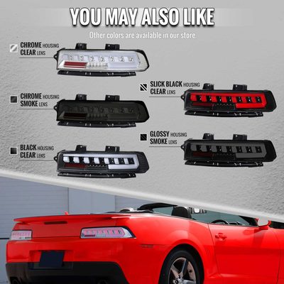 For Chevrolet Camaro 2014-2015 Full Red LED Sequential Tail Light Chrome Housing Clear Lens