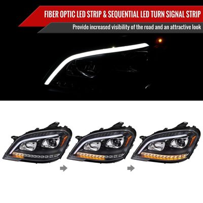 2009-2011 Mercedes W164 ML-Class LED Sequetial Signal Headlights Matte Black