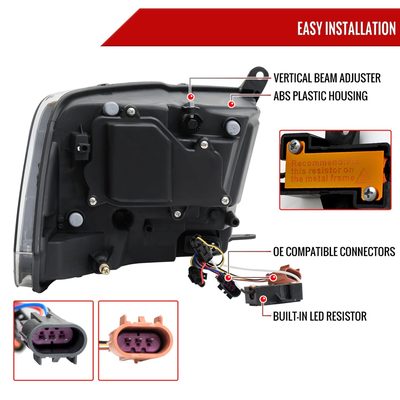 2013-2018 RAM 1500 2500 3500 Sequential LED Signal Projector Headlights Chrome