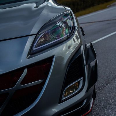2010-2013 Mazda 3 Projector Headlights w/ LED Light Strip Glossy Black/Smoke
