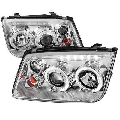 1999-2005 VW Jetta/Bora Mk4 Dual Halo Projector Headlights LED Light Chrome