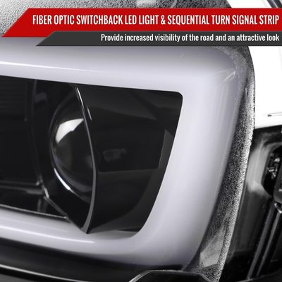 2014-2015 Chevy Camaro LED Projector Headlights Turn Signal Lights Black