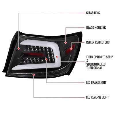 2008-2014 Subaru Impreza WRX/STI LED Turn Signal Tail Lights Matt Black/Clear