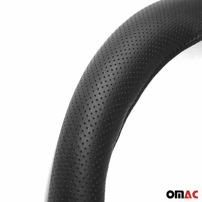 14.5-15.5’’ Steering Wheel Cover Black Dotted Leather Anti-slip Breathable