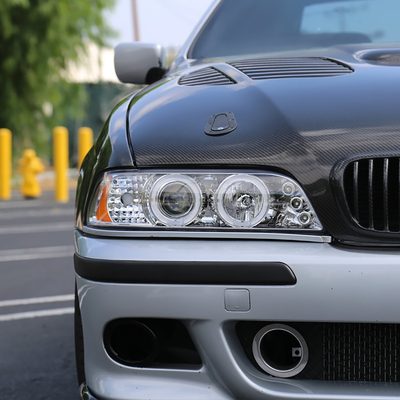 1996-2003 BMW E39 5 Series Dual Halo Projector Headlights Chrome/Clear Lens