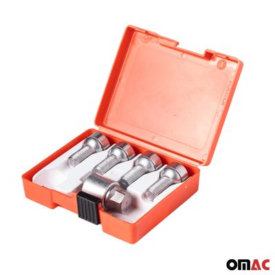 Wheel Lock Kit for Volkswagen Tiguan M14X1,5 Bolt Galvanized Silver 4Locks
