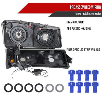 2002-2006 Chevy Avalanche/ Silverado LED Bar Factory Headlights&Bumper Lights