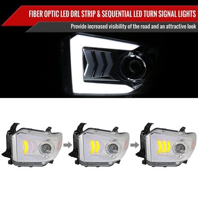 2014-2021 Toyota Tundra LED CBar Projector Headlights Arrow Signals Chrome