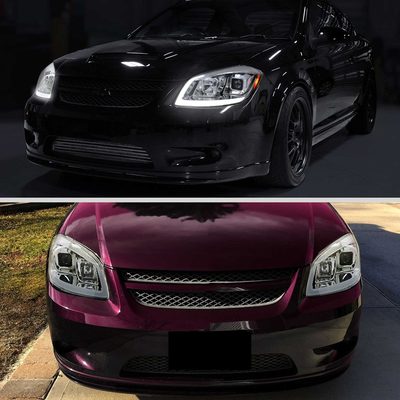 For Chevrolet Cobalt / Pontiac G5 2005-2010 Headlights Switchback LED Turn Signal DRL Light Strip Chrome Housing Clear Lens