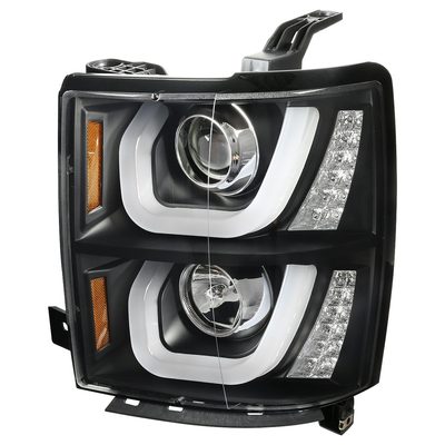2014-2015 Chevy Silverado 1500 LED U-Bar Headlights LED Signal Lights Black