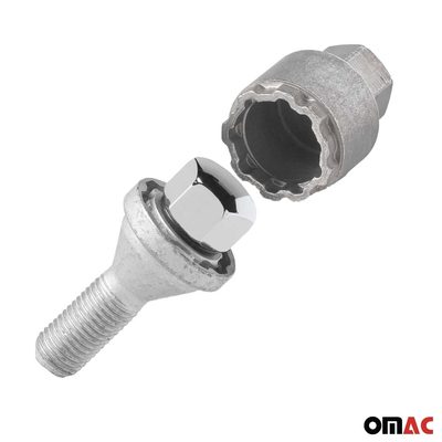 Wheel Lock Kit for BMW 3 Series M14X1.25 Bolt Chromed 4Locks & 1Key