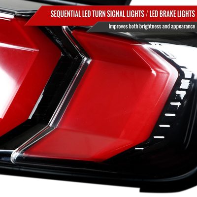 2010-2012 Ford Mustang Sequential LED Tail Lights Jet Black/Clear Lens