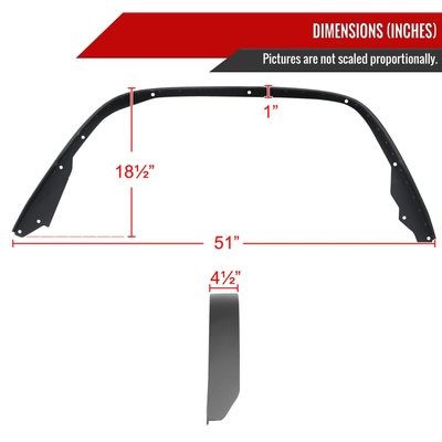 2020-2022 Jeep Gladiator JT Rear Flat Fender Flares Wheel Protector