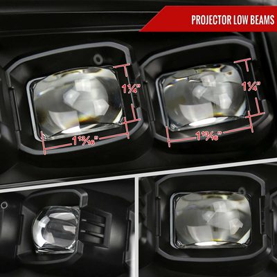 For Dodge RAM 1500 2009-18 / RAM Classic 2019 / 2500 3500 2010-18 Switchback Full Amber LED Projector Headlights Matte Black Housing Clear Lens