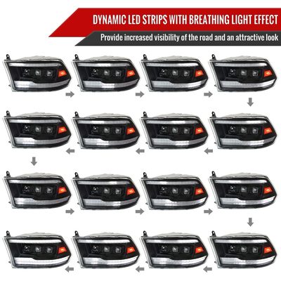 2009-2018 Dodge RAM 1500 RAM Classic / RAM 2500 3500 Full LED Headlights Black