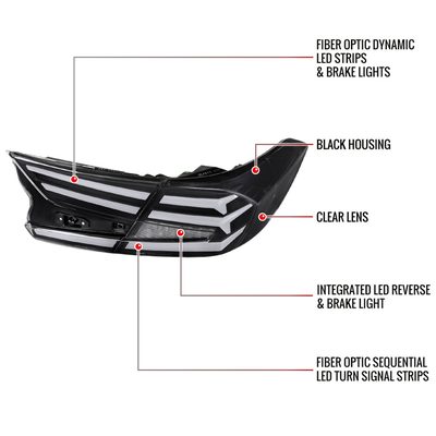2018-2022 Honda Accord Sedan LED Signal Tail Lights Matt Black/Clear