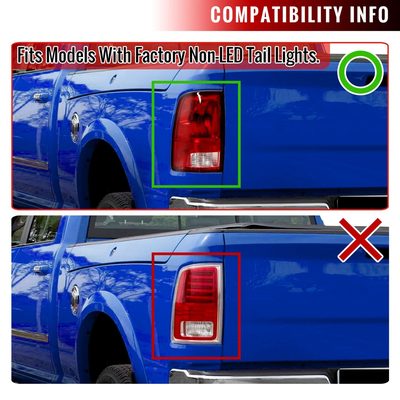 2009-2018 Dodge RAM 1500 2500 3500 White Bar LED Tail Lights Chrome/Red