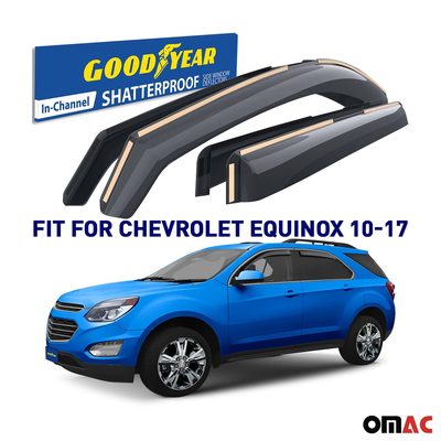 Goodyear Wind Deflectors for Chevrolet Equinox 2010-2017 In-channel Smoke 4 pcs