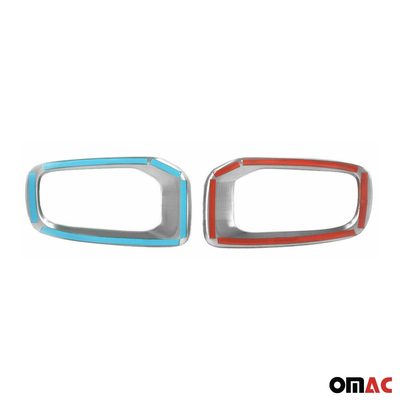 2015-2018 Jeep Renegade Fog Light Lamp Bezel Cover Steel Silver 2 Pcs