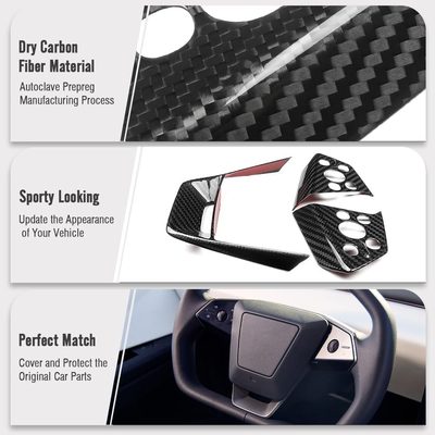 Cybertruck Steering Wheel Voice Control Trim | Glossy/Matte Real Carbon Fiber