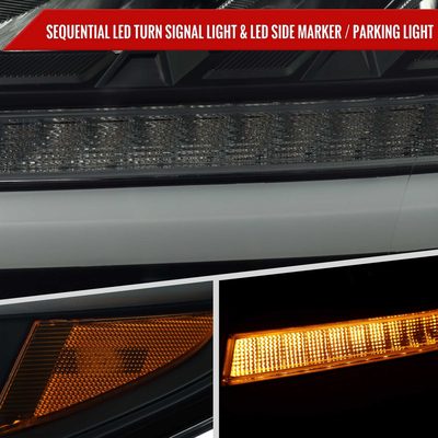 For Chevrolet Tahoe 2015-2020 Full LED DRL Sequential Headlights Matte Black Housing Smoked Lens