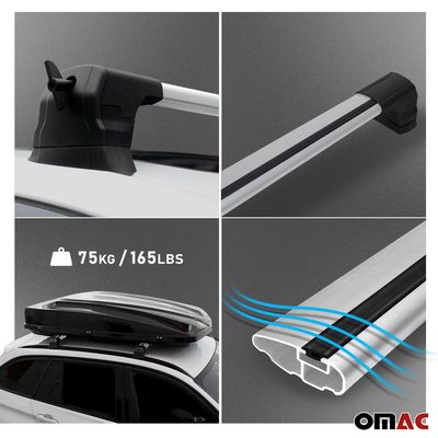 2010-2017 Mercedes E Class C207 Coupe Roof Rack Cross Bars Silver Aluminium 2 Pcs